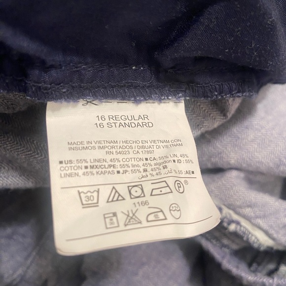 Nwot old navy cropped linen blend elastic waistband size 16 blue - Picture 5 of 5